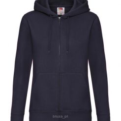 Damska bluza z kapturem zapinana na zamek kolor ciemny granat FRUIT of the LOOM