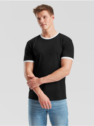 T-shirt RINGER kolor czarny / biały FRUIT of the LOOM