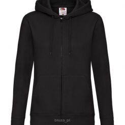 Damska bluza z kapturem zapinana na zamek kolor czarny FRUIT of the LOOM