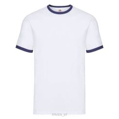T-shirt RINGER kolor biały/granatowy FRUIT of the LOOM