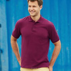 Koszulka polo PREMIUM kolor burgund FRUIT of the LOOM
