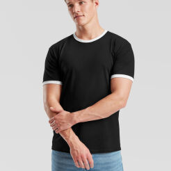 T-shirt RINGER kolor czarny / biały FRUIT of the LOOM